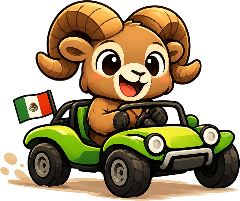 Tijuana Unlocked ram mascot driving across the San Diego–Tijuana border